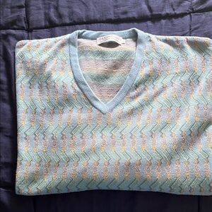Men's Patterned Sweater - Blue and Yellow